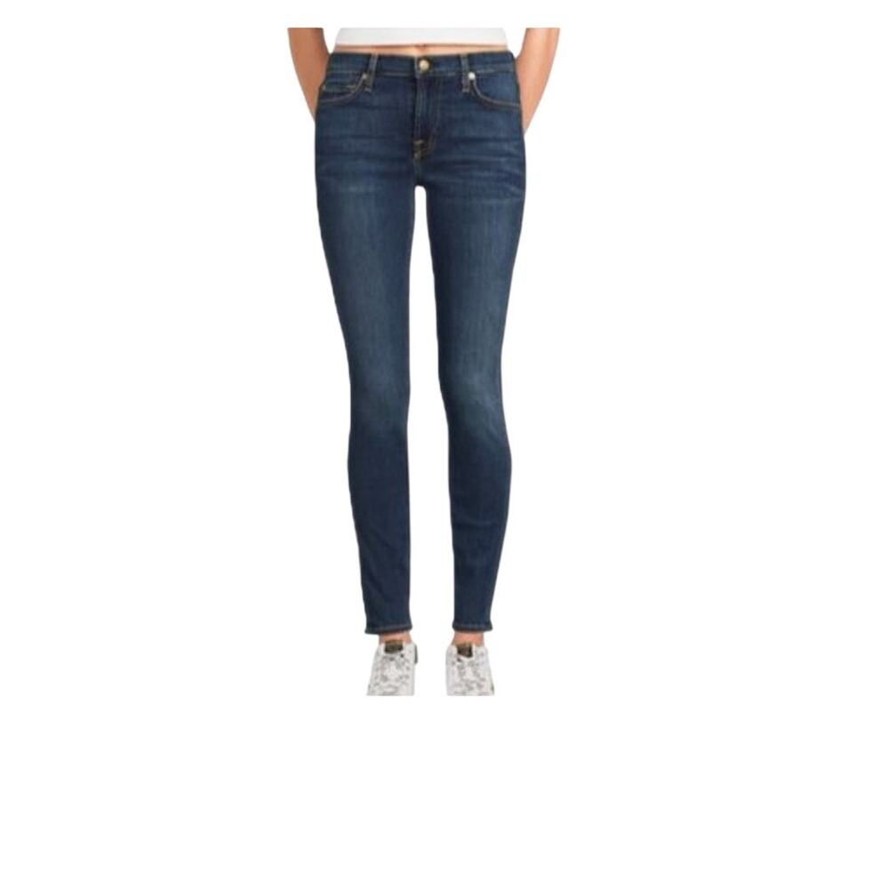 7 For All Mankind Jeans Womens 29x30 Skinny Jeans Blue Zip Mid Rise Stretch NWT